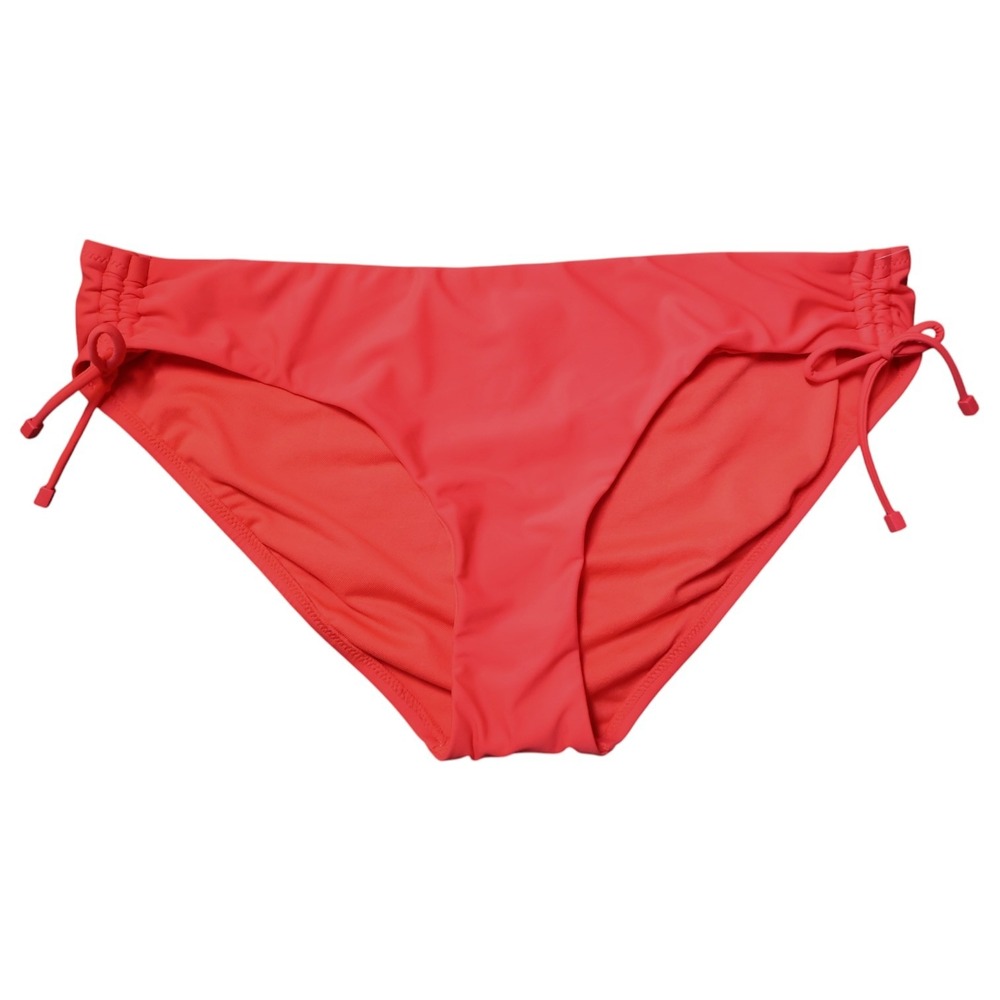 Bar III Passion Pink Coral Red Side Tie Hipster Bikini Bottom XL Adjustable NWT